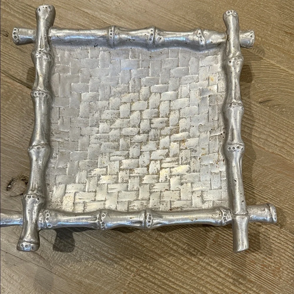 MARIPOSA Brillante Bamboo Basket Weave Square Serving Tray Plate 1998